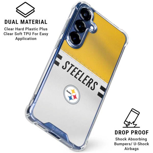 NFL Pittsburgh Steelers White Striped Galaxy S25 Clear Case